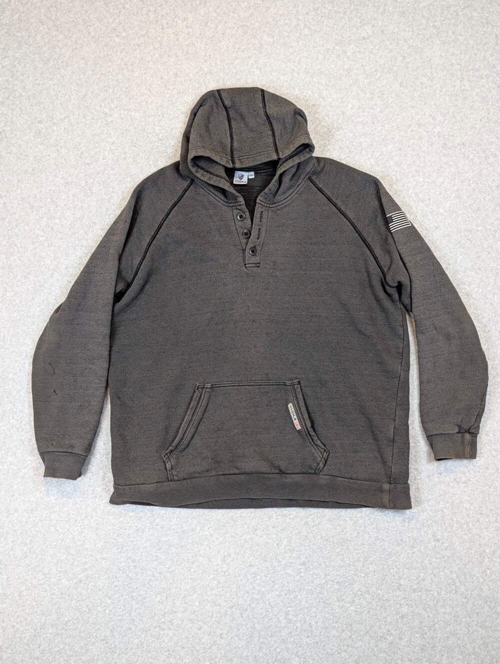 Tyndale Versa FR Hoodie Men's 2XL Gray CAT2 Henley Sweatshirt Flame Work Button